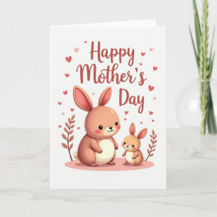 Tarjeta del Día de la Madre Conejo de Melocotón