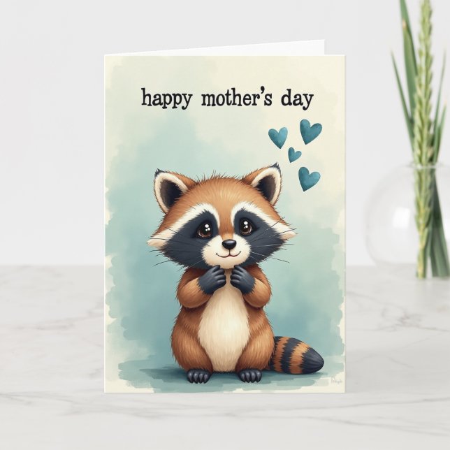 Tarjeta del Día de la Madre Corazón Azul Celeste (Anverso)