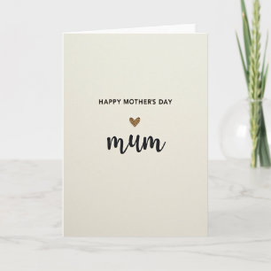 Tarjeta del Día de la Madre Corazón Dorado Mamá