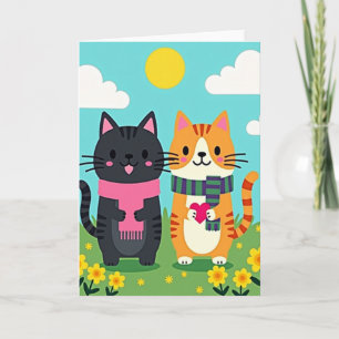Tarjeta del Día de la Madre Corazón Dulce de Gatos