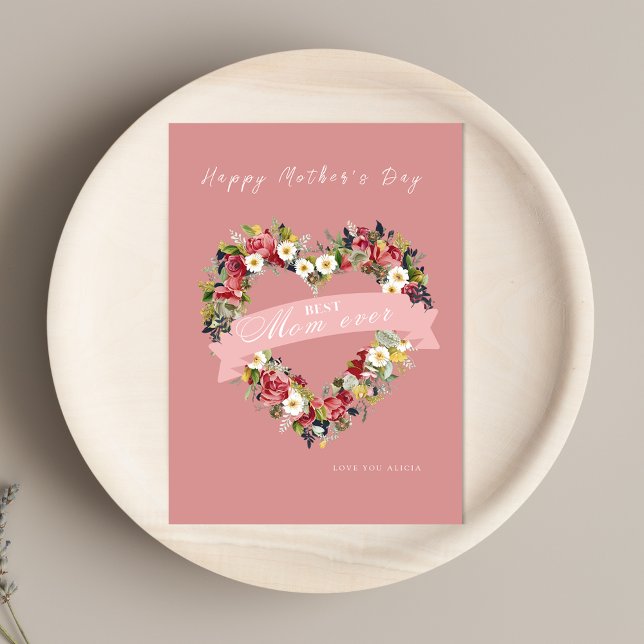 Tarjeta del Día de la Madre Corazón Floral (Subido por el creador)