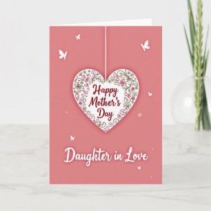 Tarjeta del Día de la Madre Corazón Floral Elegant