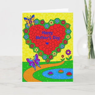 Tarjeta del Día de la Madre Corazón Mosaico