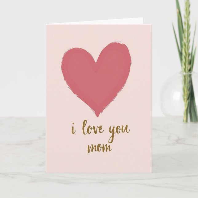 Tarjeta del Día de la Madre Corazón Rosado (Anverso)