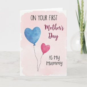 Tarjeta del Día de la Madre Corazones Azules