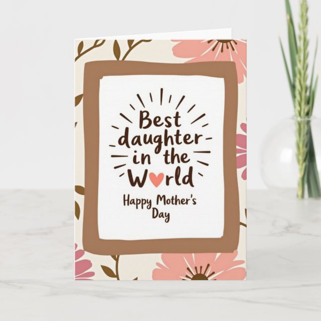 Tarjeta del Día de la Madre Corazones Beige (Anverso)