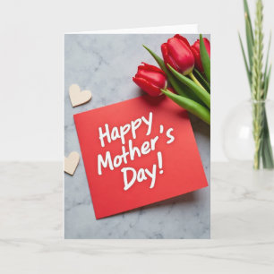 Tarjeta del Día de la Madre Corazones Carmesí