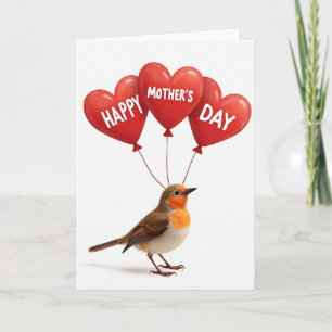 Tarjeta del Día de la Madre Corazones de Pájaro