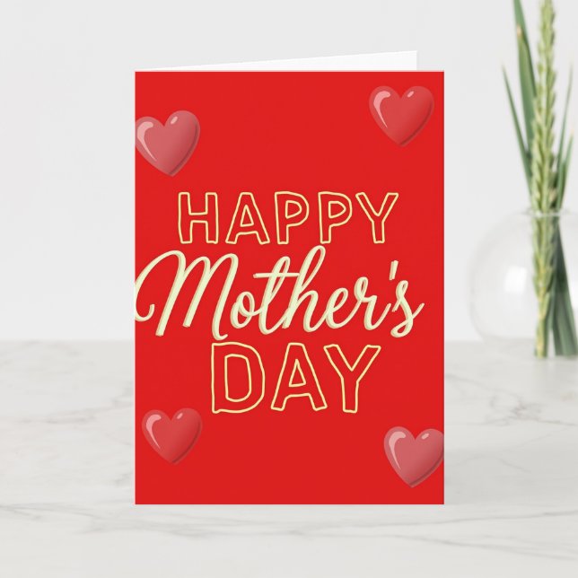 Tarjeta del Día de la Madre Corazones Rojos (Anverso)