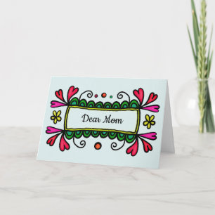 Tarjeta del día de la madre: Corazones y flores