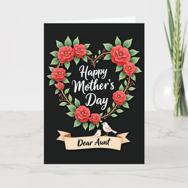 Tarjeta del Día de la Madre Corona de Corazón (Anverso)