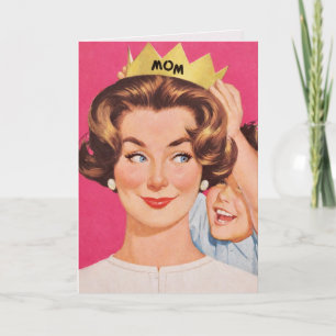 Tarjeta del Día de la Madre Corona de Mamá Retro V