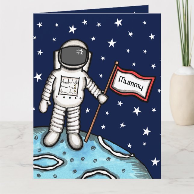Tarjeta del día de la madre cósmica del astronauta (Anverso)