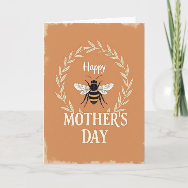 Tarjeta del Día de la Madre de Abeja Melífera (Anverso)