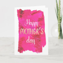 Tarjeta del día de la madre de acuarela rosa calie