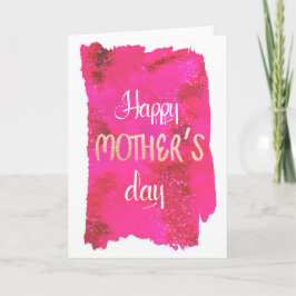 Tarjeta del día de la madre de acuarela rosa inten