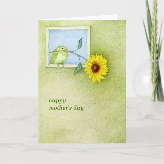 Tarjeta del Día de la Madre de Ave Girasol (Anverso)