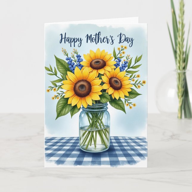 Tarjeta del Día de la Madre de Bayas Azules (Anverso)