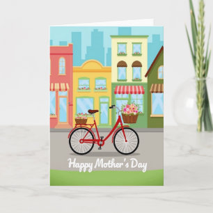 Tarjeta del Día de la Madre de Bicicleta Floral
