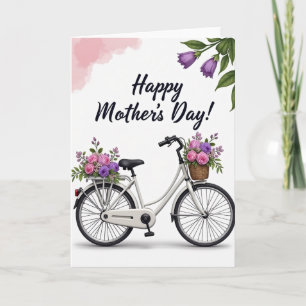 Tarjeta del Día de la Madre de Bicicleta Floral