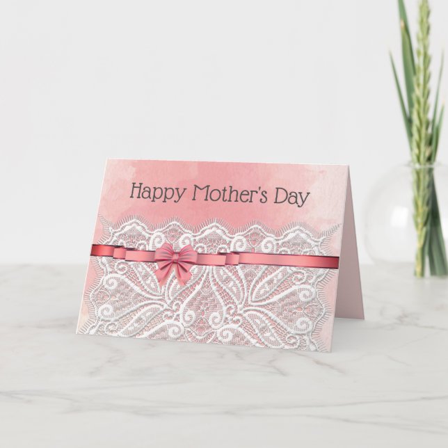 Tarjeta del Día de la Madre de bonito con Doily (Anverso)