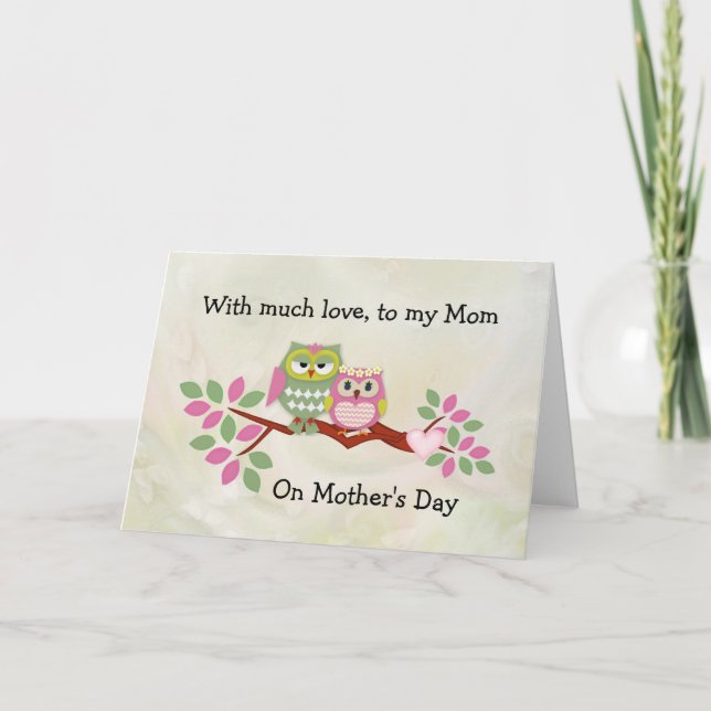 Tarjeta del día de la madre de búho (Anverso)