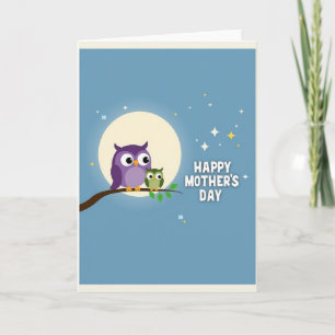 Tarjeta del Día de la Madre de Búhos a la Luz de l