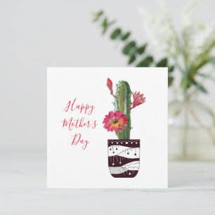 Tarjeta del Día de la Madre de Cactus Potted Cactu