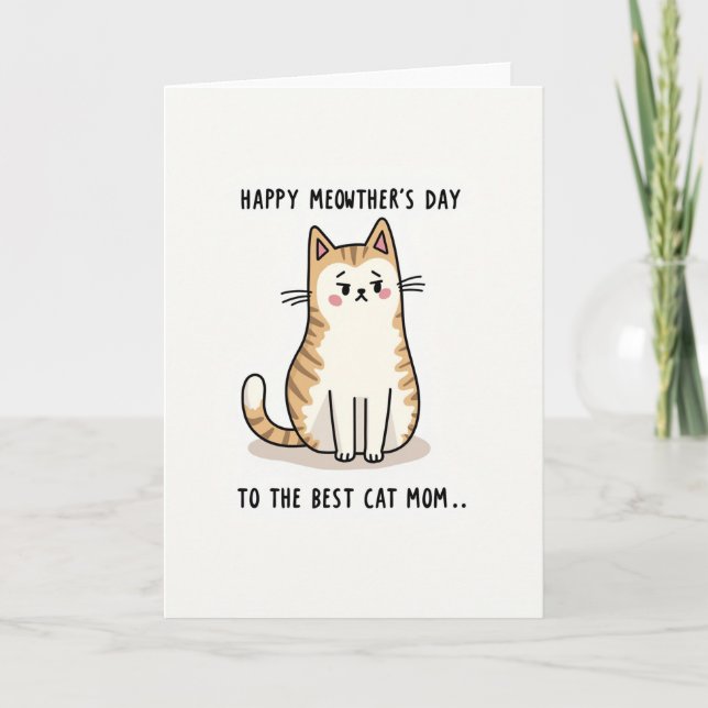 Tarjeta del Día de la Madre de Cat Grumpy Mejor Ma (Anverso)