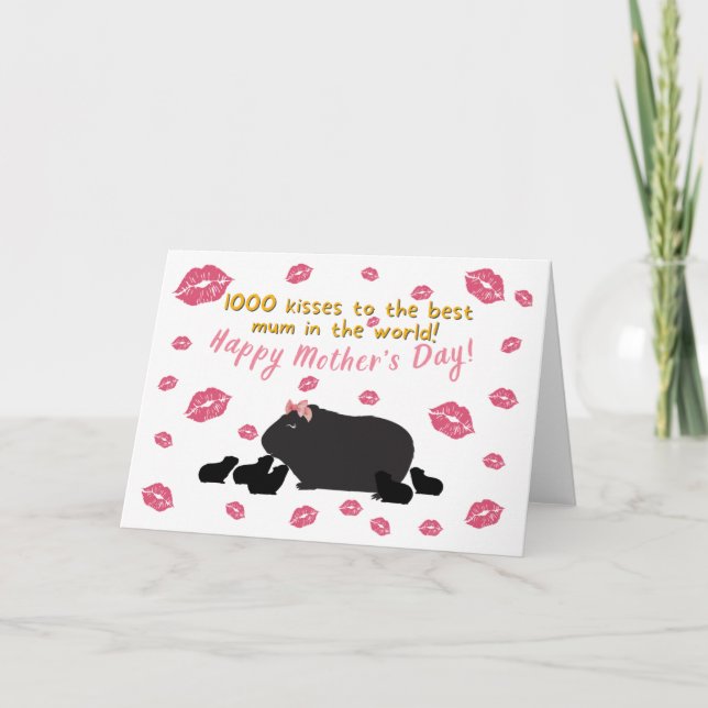 Tarjeta del día de la madre de cerdo de Guinea (Anverso)