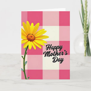 Tarjeta del Día de la Madre de Cuadros Rosados