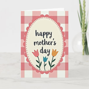 Tarjeta del Día de la Madre de Cuadros Rosas