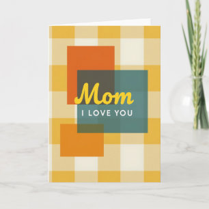 Tarjeta del Día de la Madre de Cuadros Turquesa