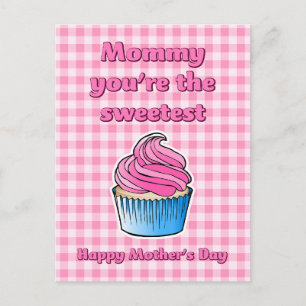 Tarjeta del Día de la Madre de Cupcake Rosa Dulce