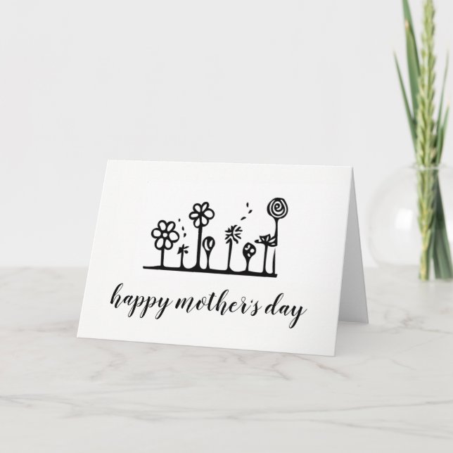 Tarjeta del día de la madre de dibujo de flores -  (Anverso)
