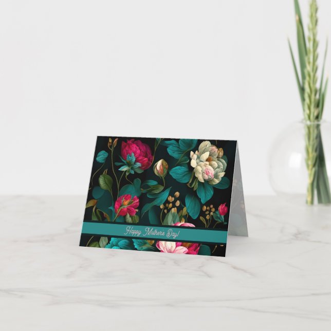 TARJETA DEL DÍA DE LA MADRE DE DISEÑO FLORAL DE VI (Anverso)