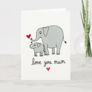 Tarjeta del Día de la Madre de Elefantes Amorosos