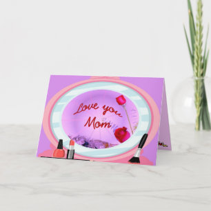 Tarjeta del día de la madre de espejo de belleza