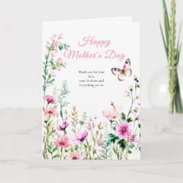 Tarjeta del Día de la Madre de Flor Silvestre Rosa
