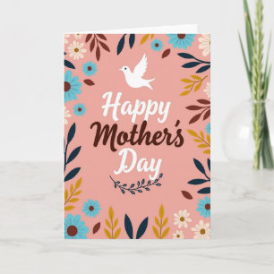 Tarjeta del Día de la Madre de Floral Rosado