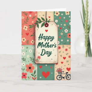 Tarjeta del Día de la Madre de Flores Acolchadas
