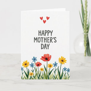 Tarjeta del Día de la Madre de Flores Acuarela