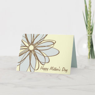 Tarjeta del día de la madre de flores azules y mar