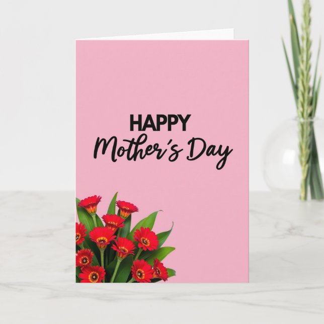 Tarjeta del Día de la Madre de Flores de Pastel (Anverso)