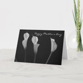 Tarjeta del día de la madre de flores negras y bla