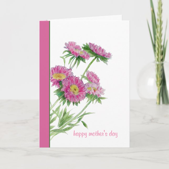 Tarjeta del día de la madre de flores rosadas (Anverso)