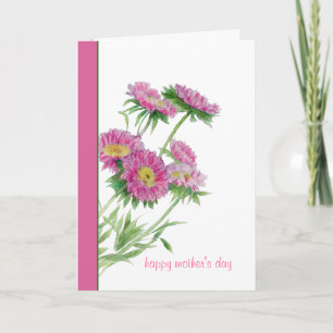 Tarjeta del día de la madre de flores rosadas