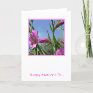 Tarjeta del día de la madre de flores rosadas