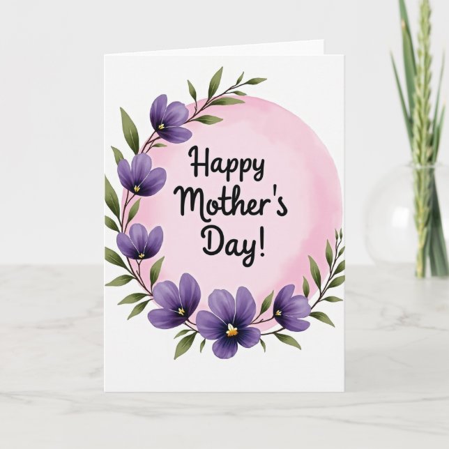 Tarjeta del Día de la Madre de Flores Violetas (Anverso)