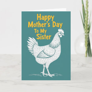 Tarjeta del Día de la Madre de Gallina Verde Teal